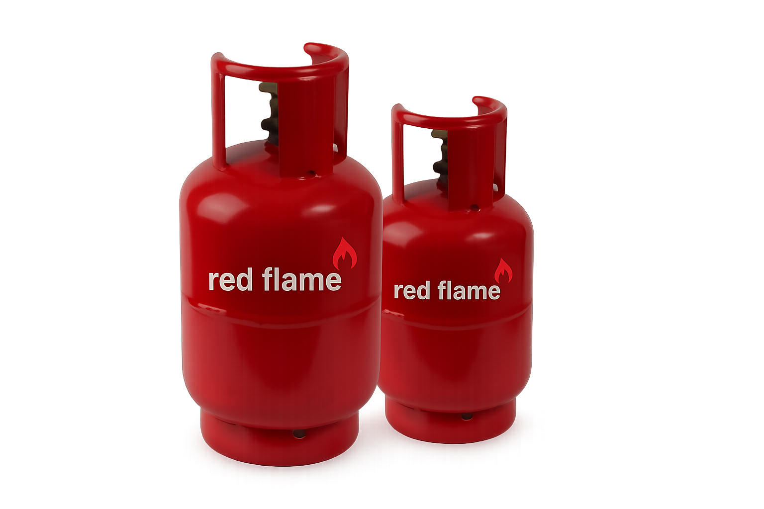 Red Flame branded LPG gas bottles for same-day free delivery in Cape Town.